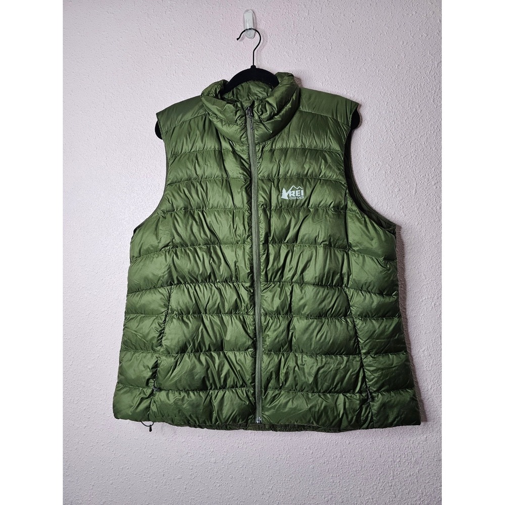 REI Co-op Mens 650 Down Vest 2.0 Olive Green Puffer Size 2XL